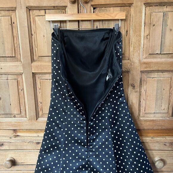 Jessica McClintock for Gunne Sax 9 / 10 Black Polka Dot Dress Strapless - Picture 8 of 13